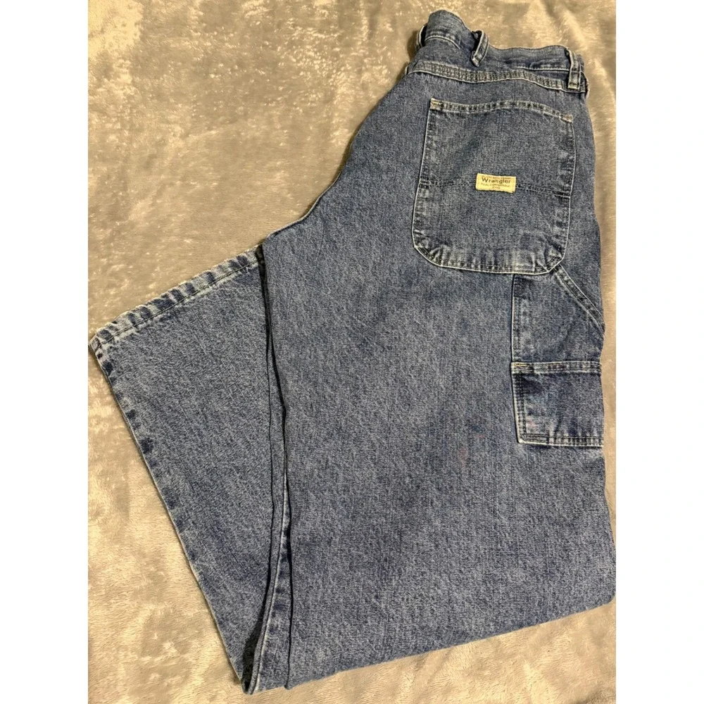 Wrangler Authentics Mens Carpenter Jeans Blue Denim 34x30 Loose Fit 94ASEODV